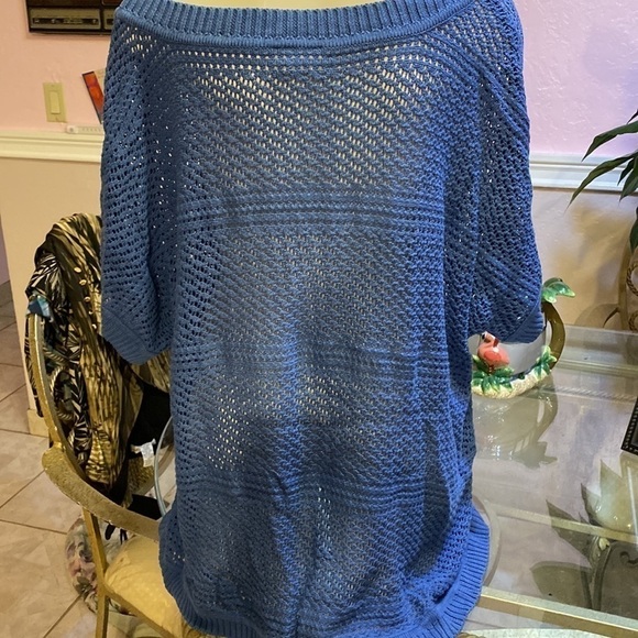 F Blair open knit cap sleeve plus size sweater 2x - Picture 2 of 3